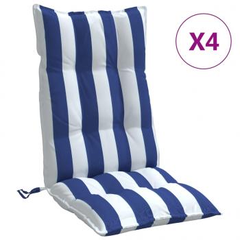 Hochlehner-Auflagen 4 Stk. Blau & Weiß Gestreift Oxford-Gewebe