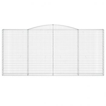 Gabionen mit Hochbogen 3 Stk. 400x30x180/200cm Verzinktes Eisen
