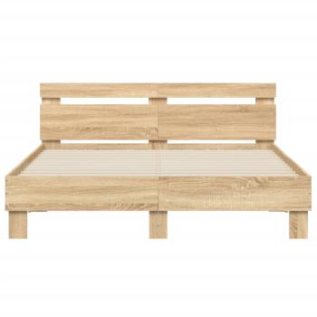 Bettgestell mit Kopfteil LED-Beleuchtung Sonoma-Eiche 140x190cm