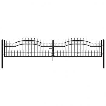 Zauntor mit Speerspitzen Schwarz 406x120 cm Stahl