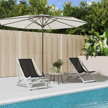 ARDEBO.de - Strandstühle 2 Stk. Klappbar Schwarz Aluminium und Textilene