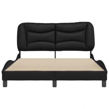 Bettgestell mit Kopfteil Schwarz 140x190 cm Kunstleder