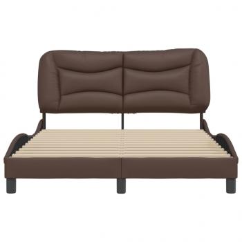 Bettgestell mit Kopfteil Braun 140x190 cm Kunstleder