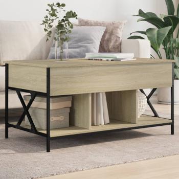 ARDEBO.de - Couchtisch Sonoma-Eiche 100x55x50 cm Holzwerkstoff und Metall