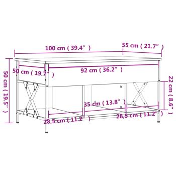 Couchtisch Sonoma-Eiche 100x55x50 cm Holzwerkstoff und Metall