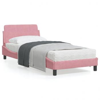 ARDEBO.de - Bettgestell mit Kopfteil Rosa 90x190 cm Samt