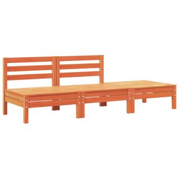 Gartensofa 3-Sitzer Wachsbraun Massivholz Kiefer