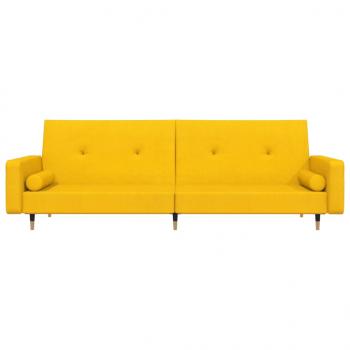 Schlafsofa 2-Sitzer mit 2 Kissen Gelb Samt
