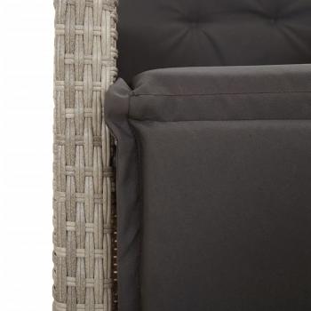 3-tlg. Bistro-Set mit Kissen Hellgrau Poly Rattan