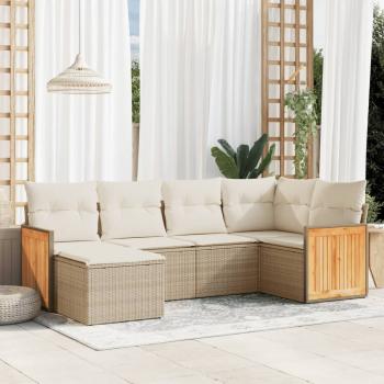 ARDEBO.de - 6-tlg. Garten-Sofagarnitur mit Kissen Beige Poly Rattan