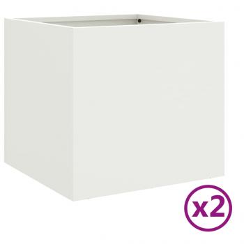 Pflanzkübel 2 Stk. Weiß 32x30x29 cm Kaltgewalzter Stahl