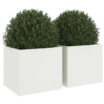 Pflanzkübel 2 Stk. Weiß 32x30x29 cm Kaltgewalzter Stahl