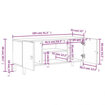TV-Schrank 105x33x46 cm Massivholz Mango