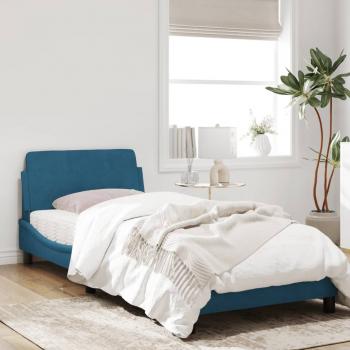 Bettgestell mit Kopfteil Blau 80x200 cm Samt