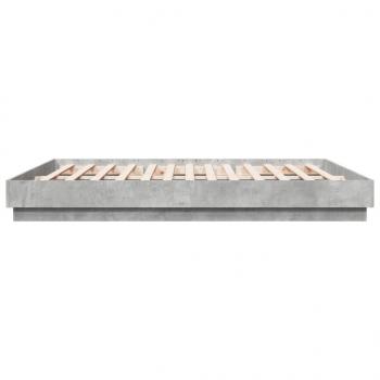Bettgestell mit LED Betongrau 200x200 cm
