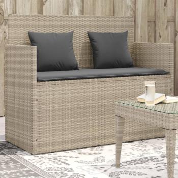 ARDEBO.de - Gartenbank mit Kissen Hellgrau Poly Rattan