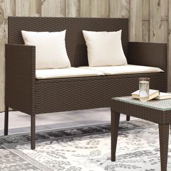 ARDEBO.de - Gartenbank mit Kissen Braun Poly Rattan