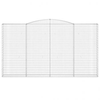 Gabionen mit Hochbogen 3 Stk. 400x30x220/240cm Verzinktes Eisen