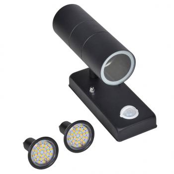 ARDEBO.de - LED-Wandleuchte Edelstahl Zylinderform Schwarz mit Sensor