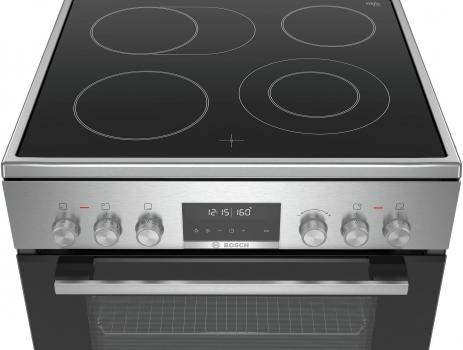 Bosch HKS79U250 Serie 6 EEK: A Stand-Elektroherd, Glaskeramikkochfeld, 60cm breit, 63 L, Pyrolyse, 3D Heißluft, AutoPilot 30, Edelstahl
