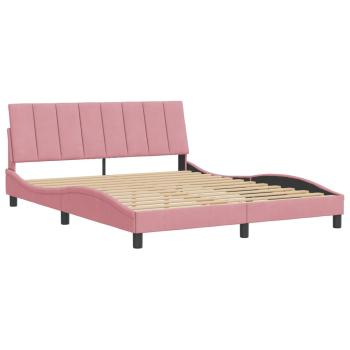 Bettgestell mit Kopfteil Rosa 160x200 cm Samt