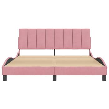 Bettgestell mit Kopfteil Rosa 160x200 cm Samt