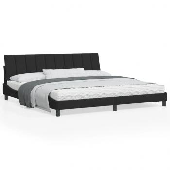 ARDEBO.de - Bettgestell mit Kopfteil Schwarz 200x200 cm Samt