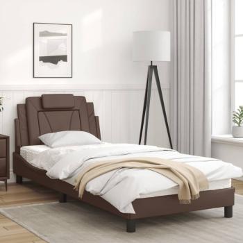 Bettgestell mit Kopfteil Braun 80x200 cm Kunstleder