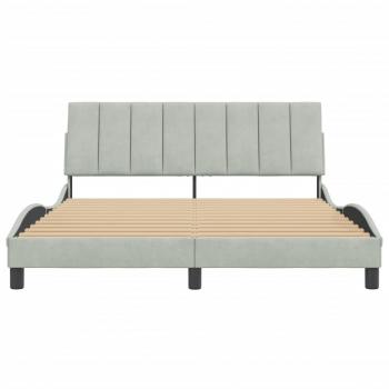 Bettgestell mit Kopfteil Hellgrau 160x200 cm Samt