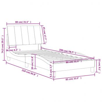 Bettgestell mit Kopfteil Schwarz 80x200 cm Samt