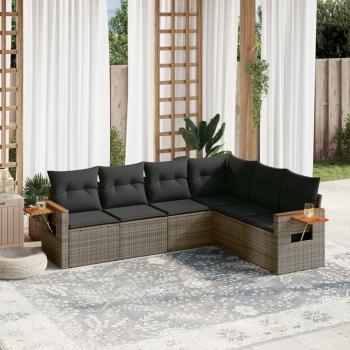 ARDEBO.de - 6-tlg. Garten-Sofagarnitur mit Kissen Grau Poly Rattan