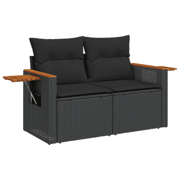 Patio Sofa Set 7-Sitzer Black