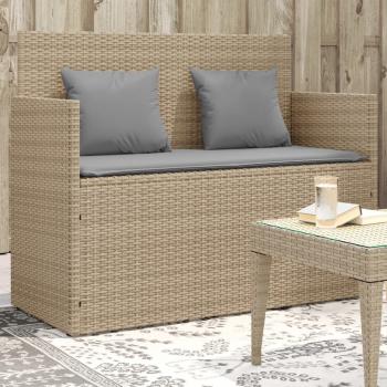 ARDEBO.de - Gartenbank mit Kissen Beige Poly Rattan