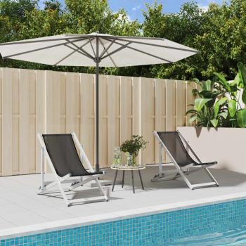 ARDEBO.de - Strandstühle 2 Stk. Klappbar Grau Aluminium und Textilene