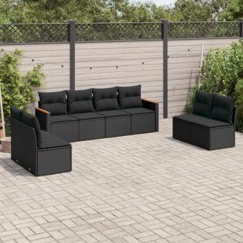 ARDEBO.de - 8-tlg. Garten-Sofagarnitur mit Kissen Schwarz Poly Rattan