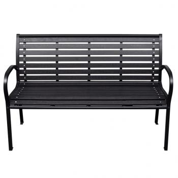 Gartenbank Schwarz 116 cm Stahl und WPC