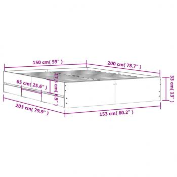 Bettgestell mit Schubladen Sonoma-Eiche 150x200cm Holzwerkstoff