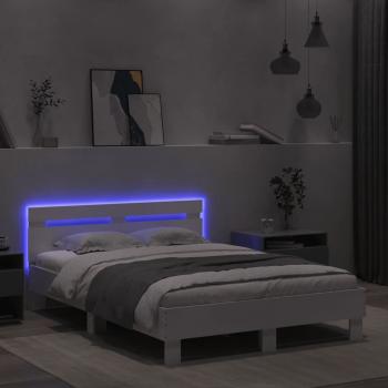 Bettgestell mit Kopfteil LED-Beleuchtung Weiß 120x190 cm