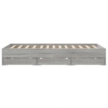 Bettgestell mit Schubladen Grau Sonoma 150x200 cm Holzwerkstoff