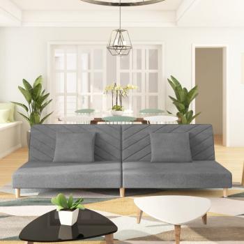 ARDEBO.de - Schlafsofa 2-Sitzer mit 2 Kissen Hellgrau Stoff