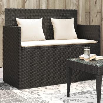 ARDEBO.de - Gartenbank mit Kissen Schwarz Poly Rattan