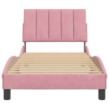 Bettgestell mit Kopfteil Rosa 90x190 cm Samt