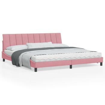 ARDEBO.de - Bettgestell mit Kopfteil Rosa 200x200 cm Samt