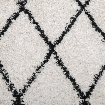 Teppich Shaggy Hochflor Modern Creme und Schwarz Ø 80 cm