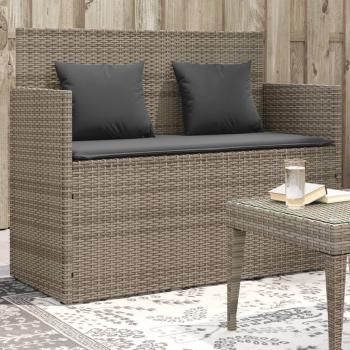 ARDEBO.de - Gartenbank mit Kissen Grau Poly Rattan