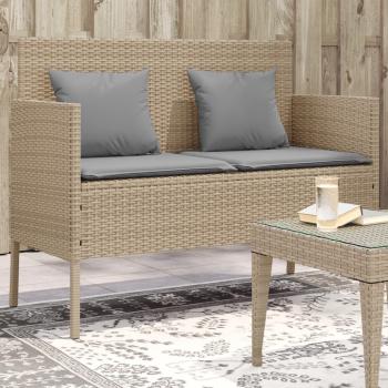 ARDEBO.de - Gartenbank mit Kissen Beige Poly Rattan