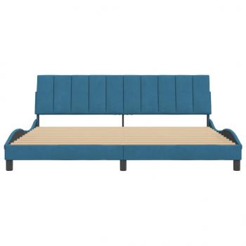 Bettgestell mit Kopfteil Blau 200x200 cm Samt