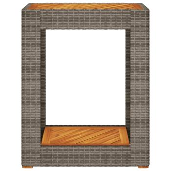 ARDEBO.de - Garten-Beistelltisch mit Holzplatte Grau 60x40x75cm Poly Rattan