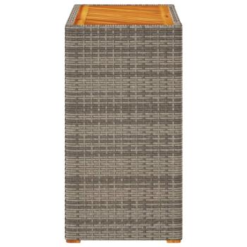 Garten-Beistelltisch mit Holzplatte Grau 60x40x75cm Poly Rattan