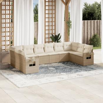 ARDEBO.de - 10-tlg. Garten-Sofagarnitur mit Kissen Beige Poly Rattan